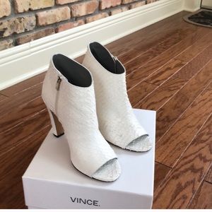 Vince Sierra 3 Peep Toe Python Print Booties